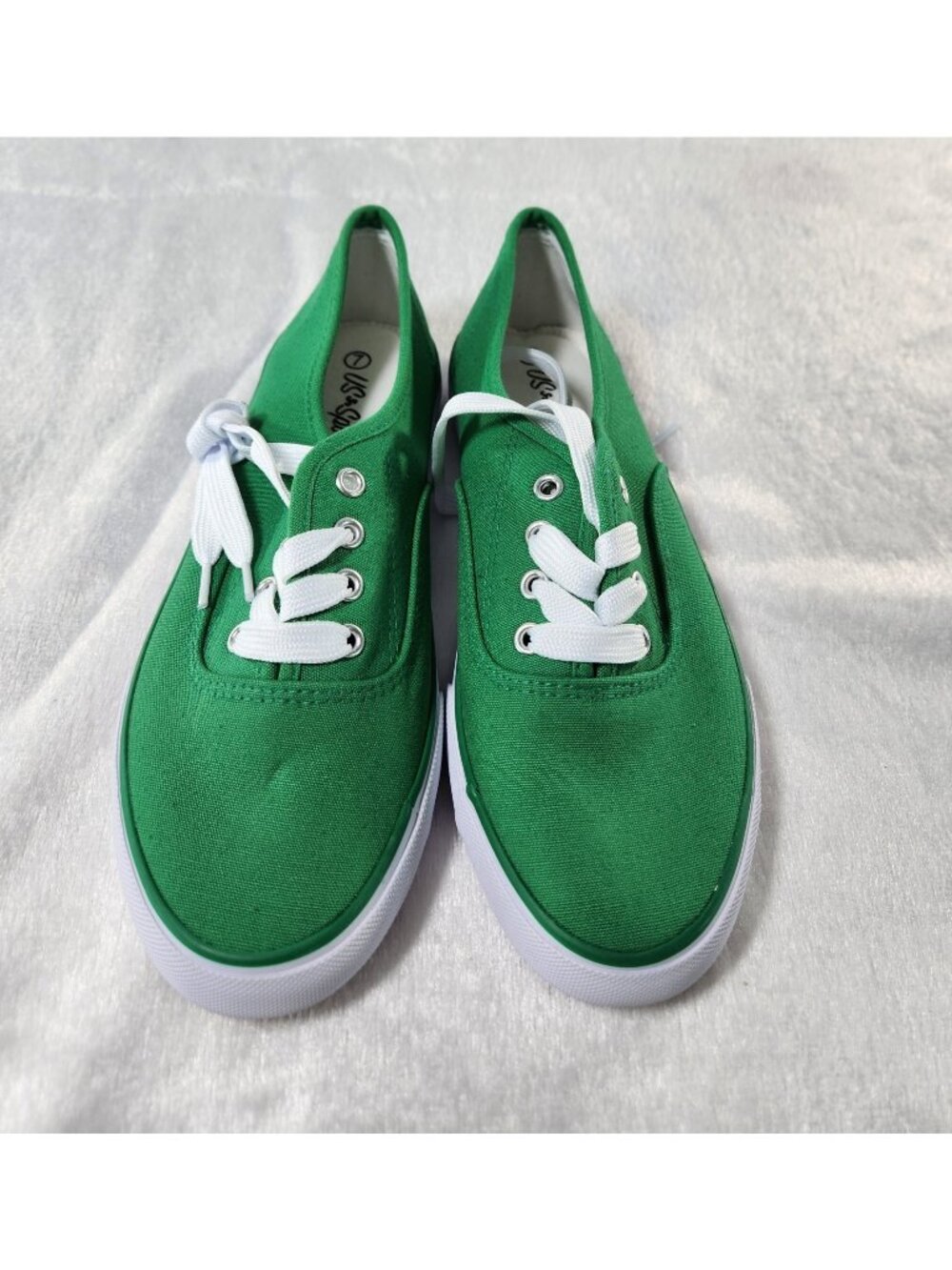 US Sports Canvas Sneakers - Green and White - SZ 7
